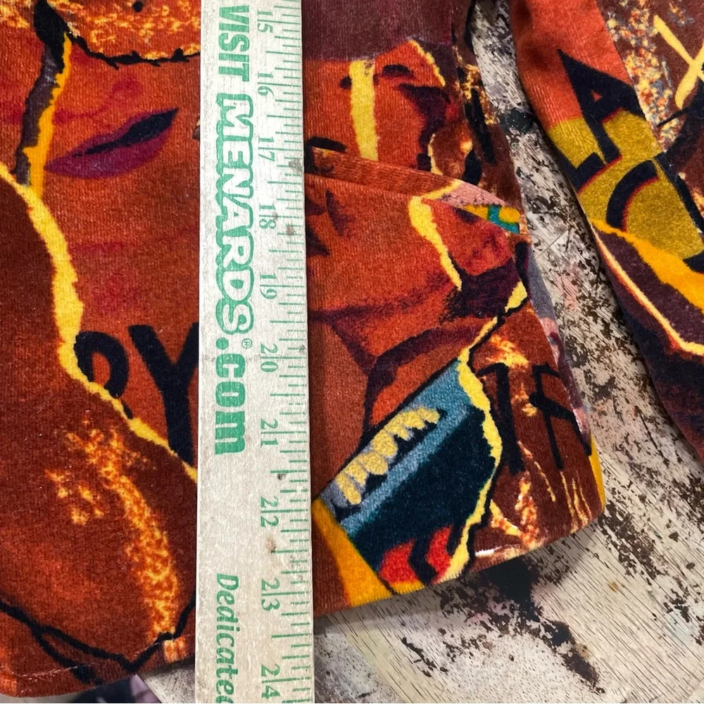 Rare KENZO JEANS 90s Velvet Collage Print Jacket Great Wave Hokusai Label FR 40 - Picture 9 of 10